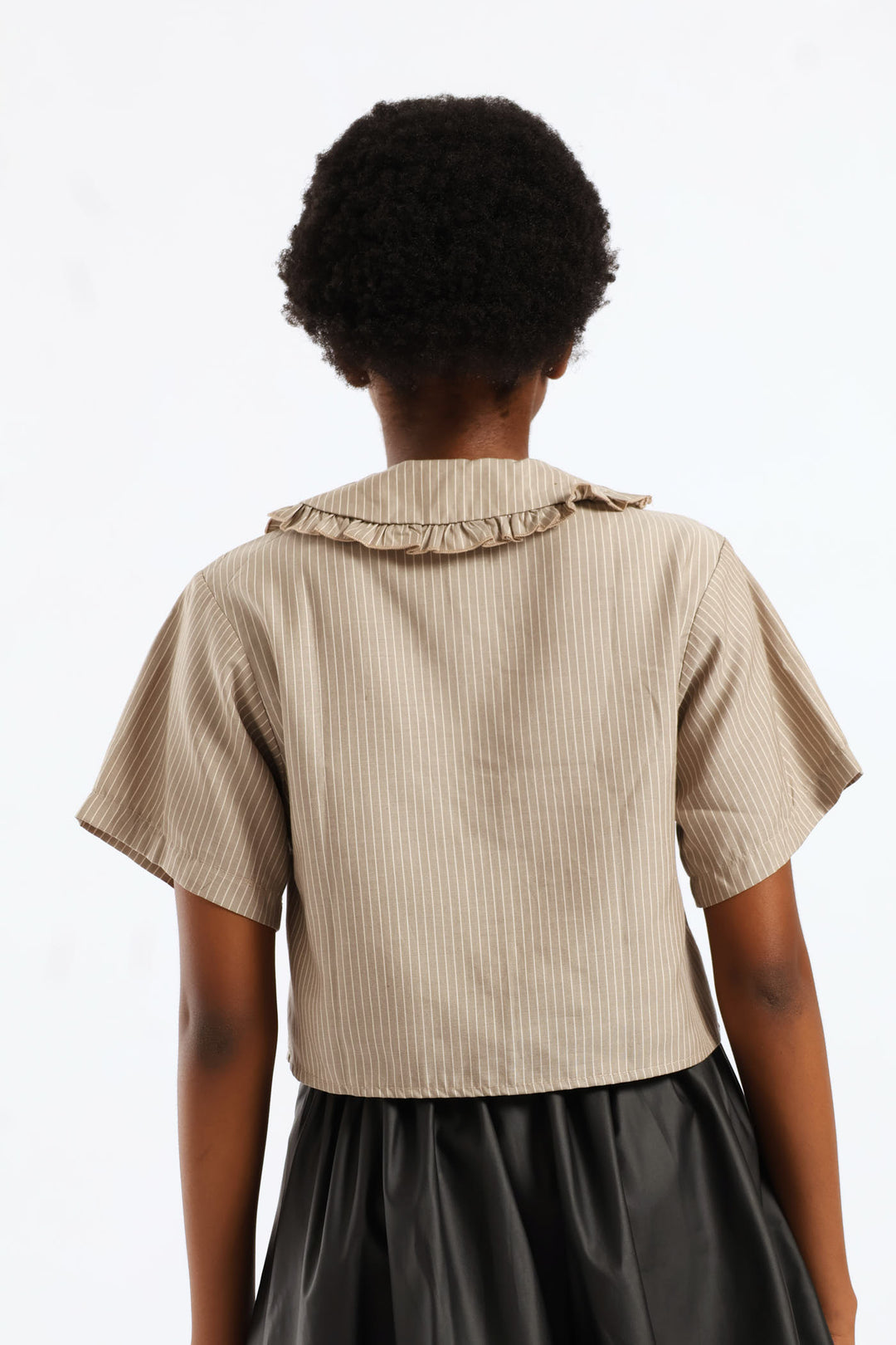 Girls Stripe Dropped Shoulder Boxy Shirt - Stone/White
