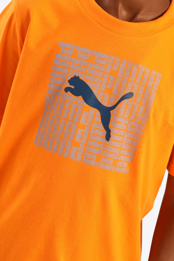 Boys Split Frame Cat Tee - Orange