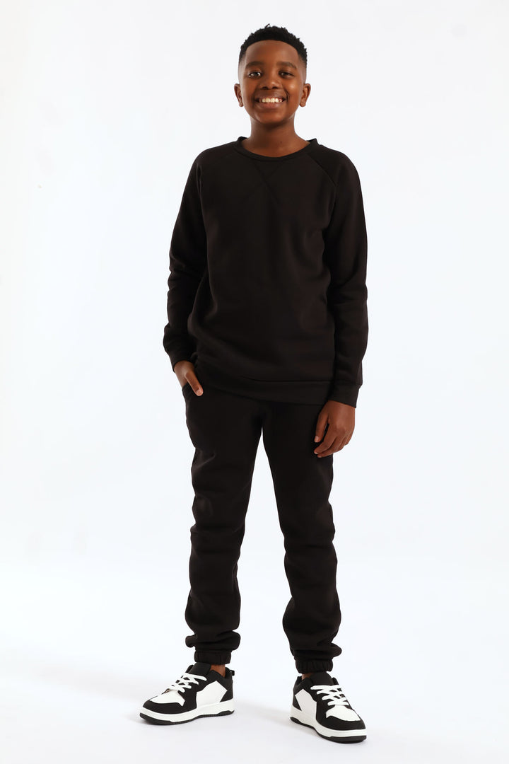 Boys Basic Fleece Crew Top - Black