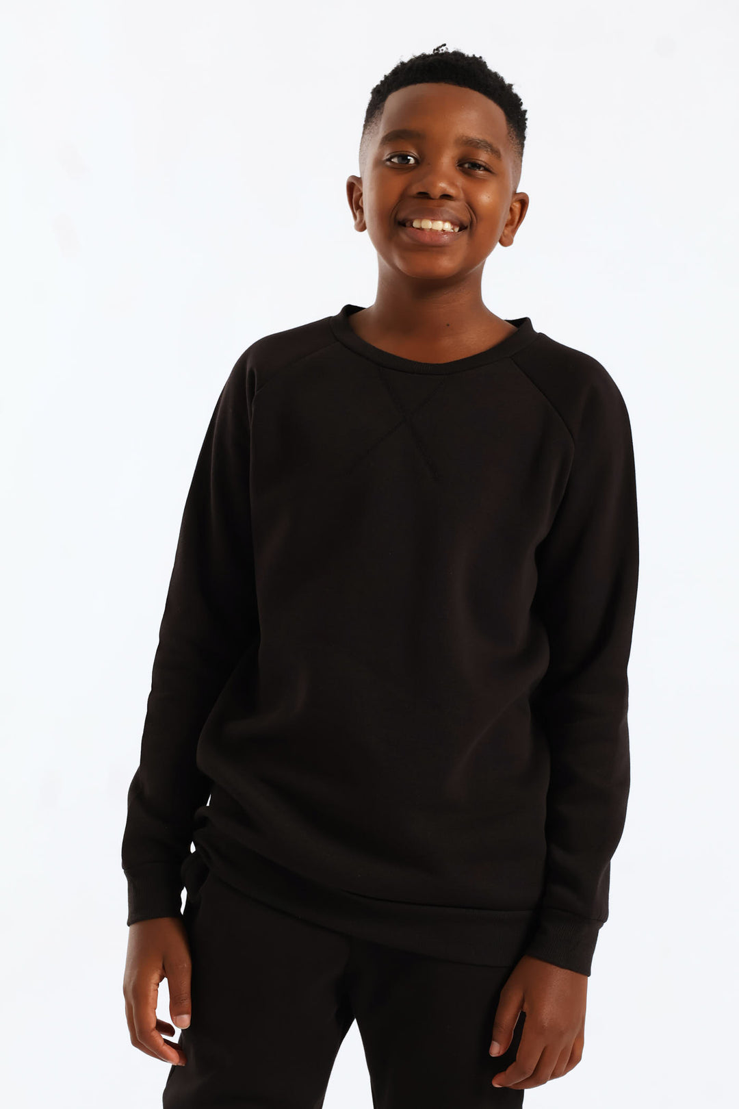 Boys Basic Fleece Crew Top - Black