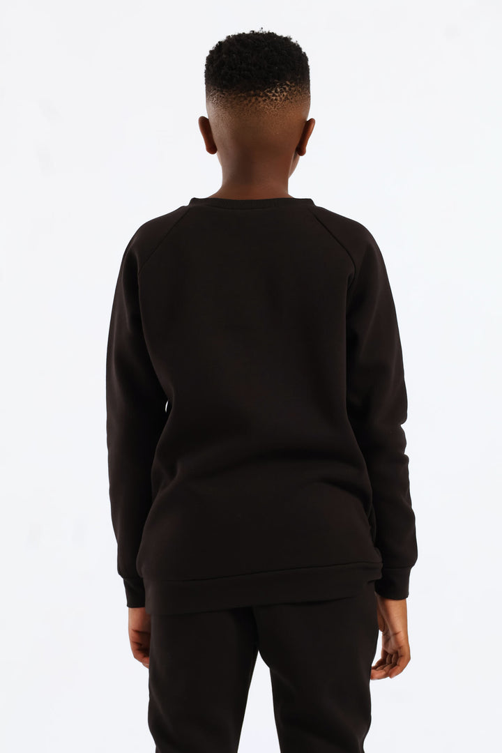 Boys Basic Fleece Crew Top - Black