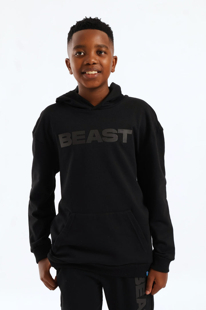 Boys Mr Beast HD Print Hoody - Black