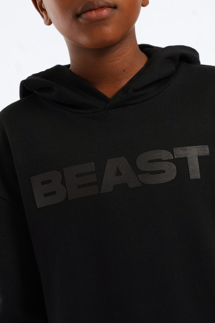 Boys Mr Beast HD Print Hoody - Black