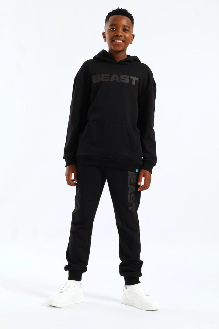 Boys Mr Beast HD Print Joggers - Black