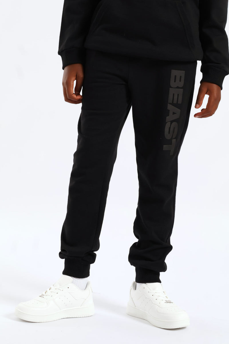 Boys Mr Beast HD Print Joggers - Black
