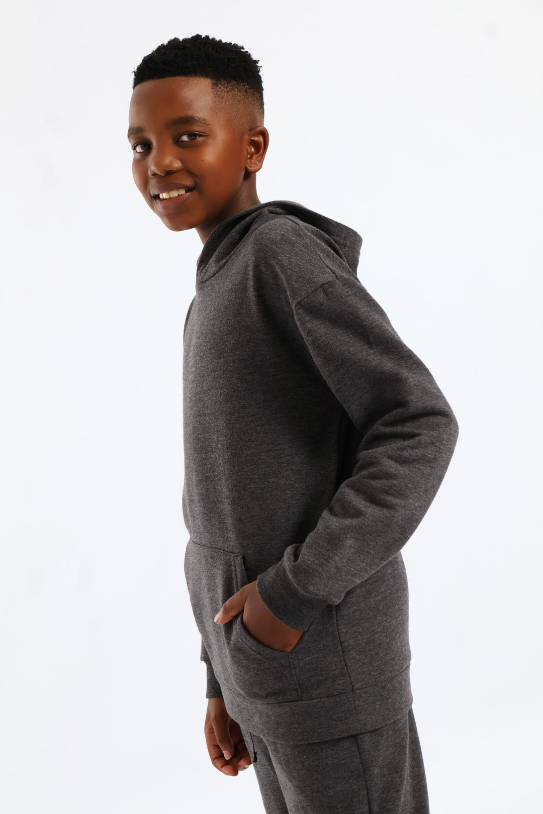 Boys Fleece Hoody - Charcoal Melange