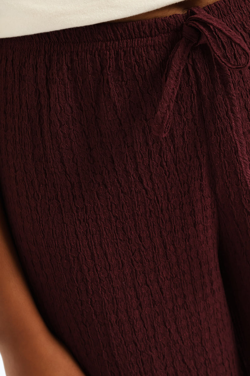 Girls Pull On Drawcord Pants - Burgundy