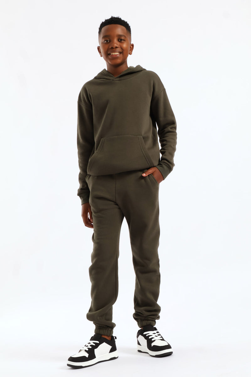 Boys Basic Fleece Hoody - Olive