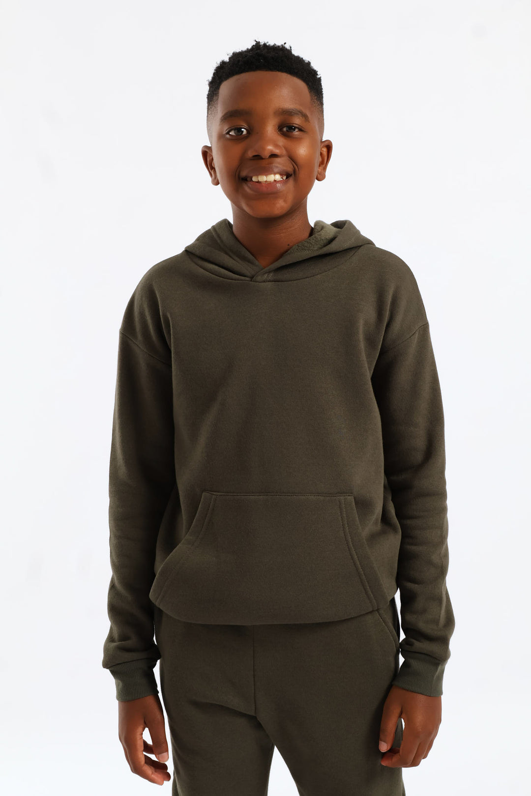 Boys Basic Fleece Hoody - Olive