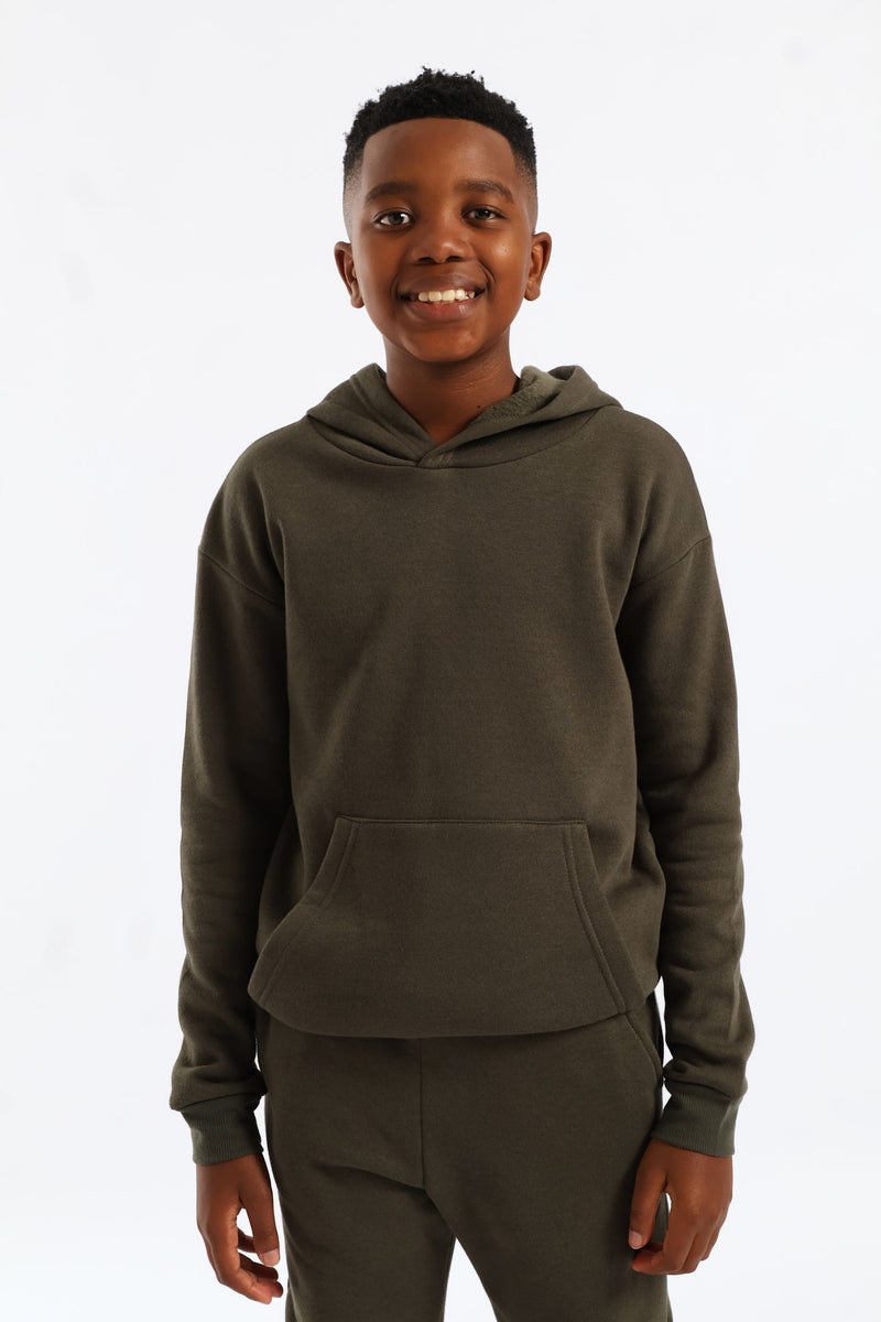Boys Basic Fleece Hoody - Olive