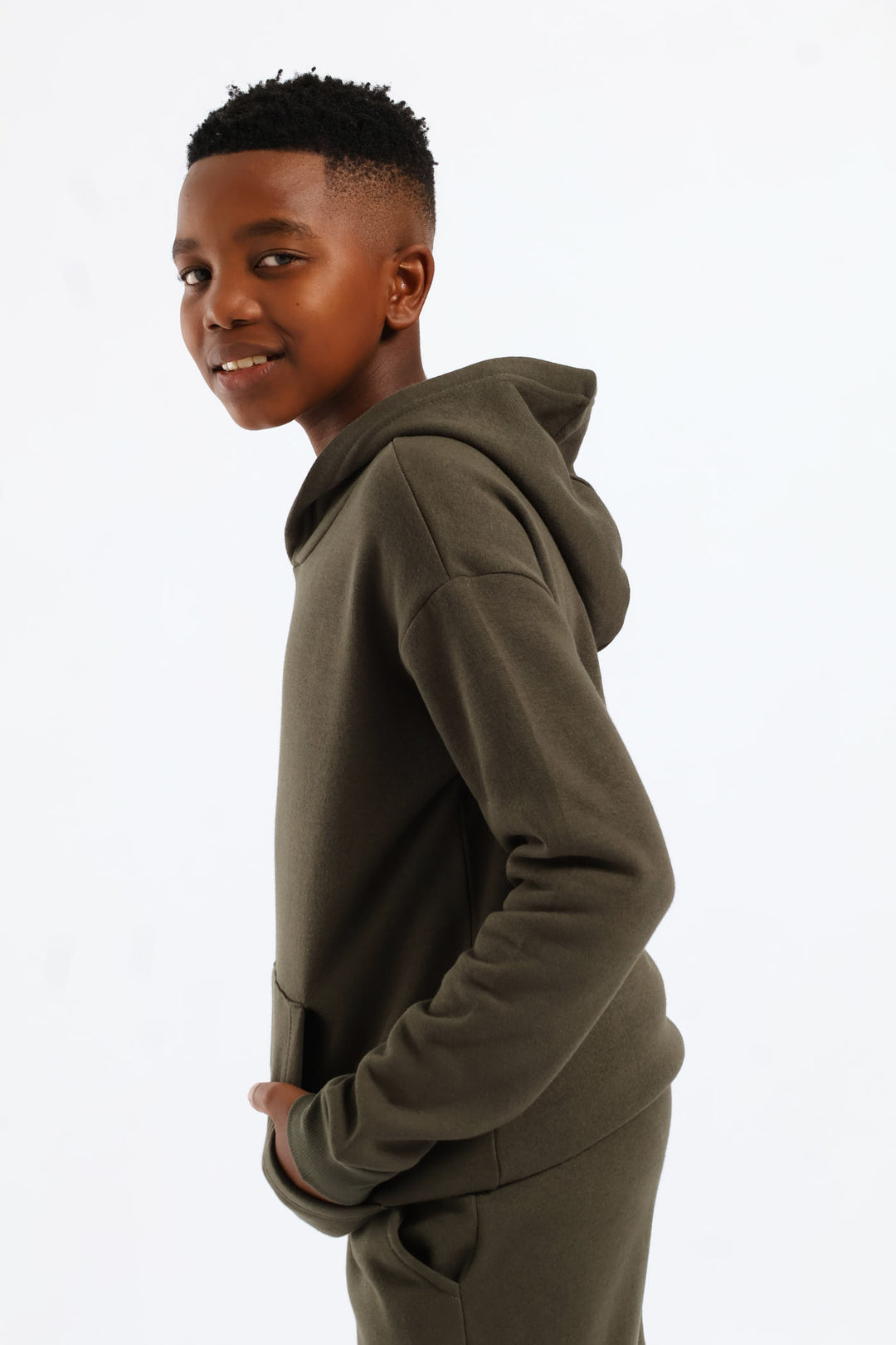Boys Basic Fleece Hoody - Olive