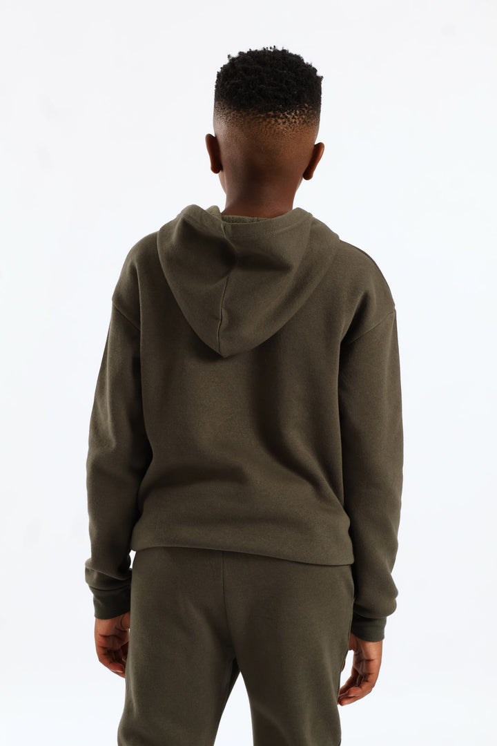Boys Basic Fleece Hoody - Olive