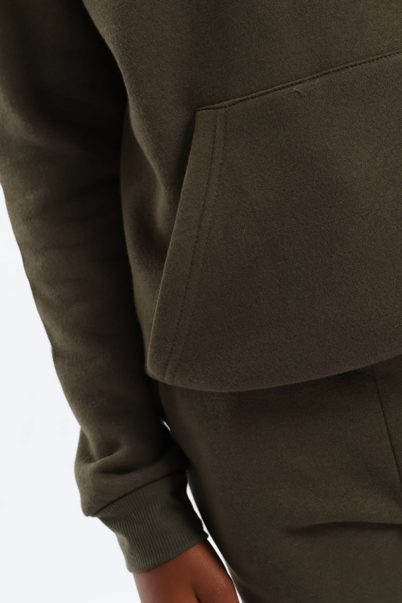 Boys Basic Fleece Hoody - Olive