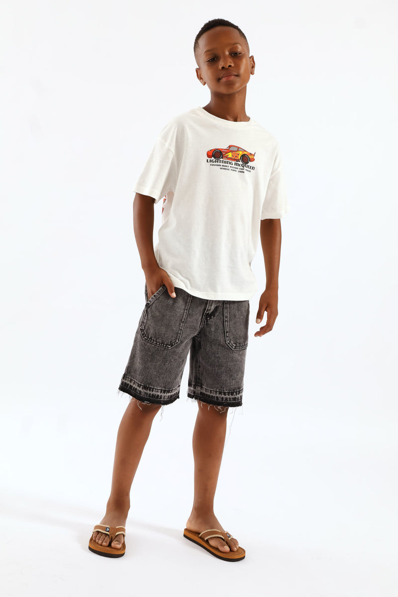 Boys Acid Wash Denim Walkshort - Grey