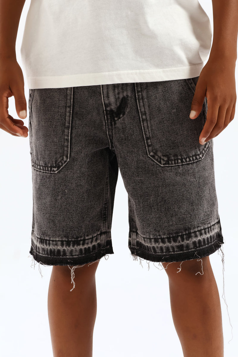 Boys Acid Wash Denim Walkshort - Grey