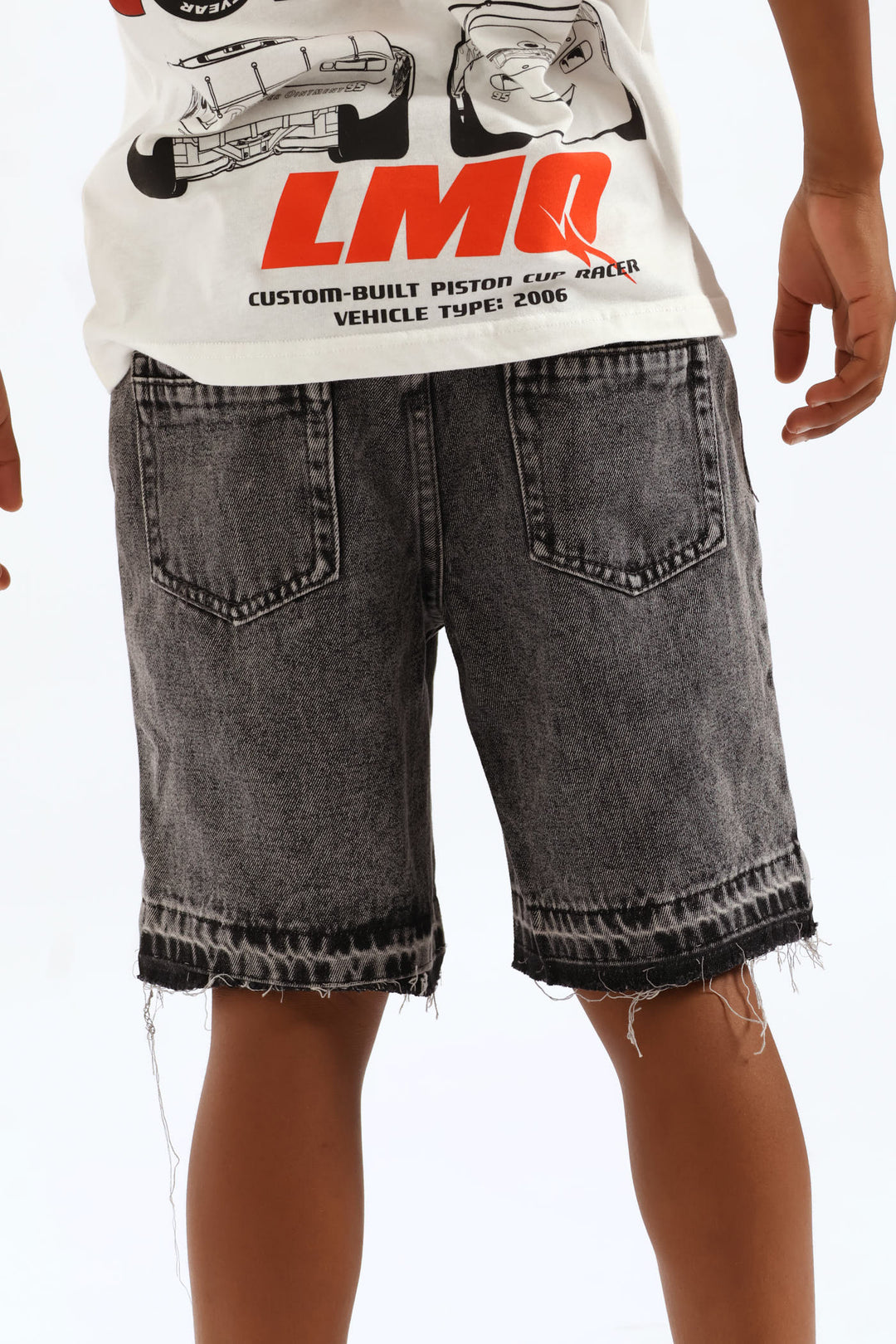 Boys Acid Wash Denim Walkshort - Grey