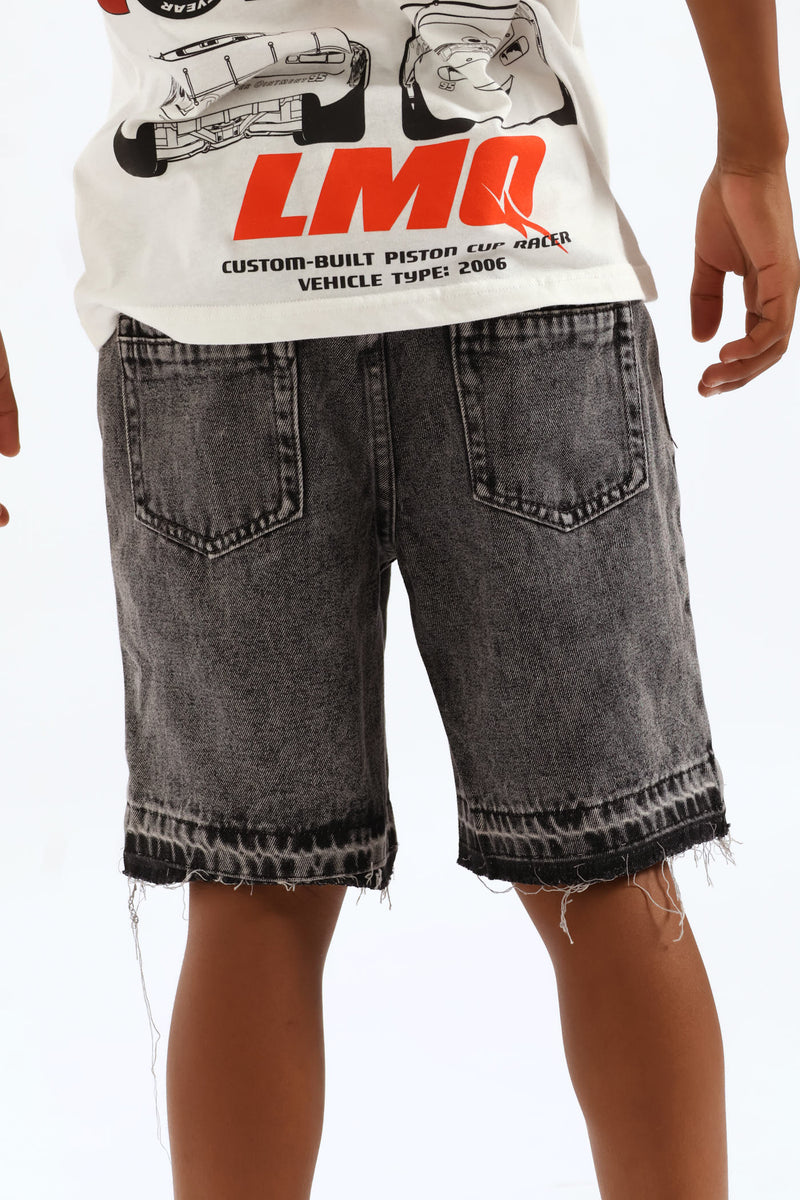 Boys Acid Wash Denim Walkshort - Grey