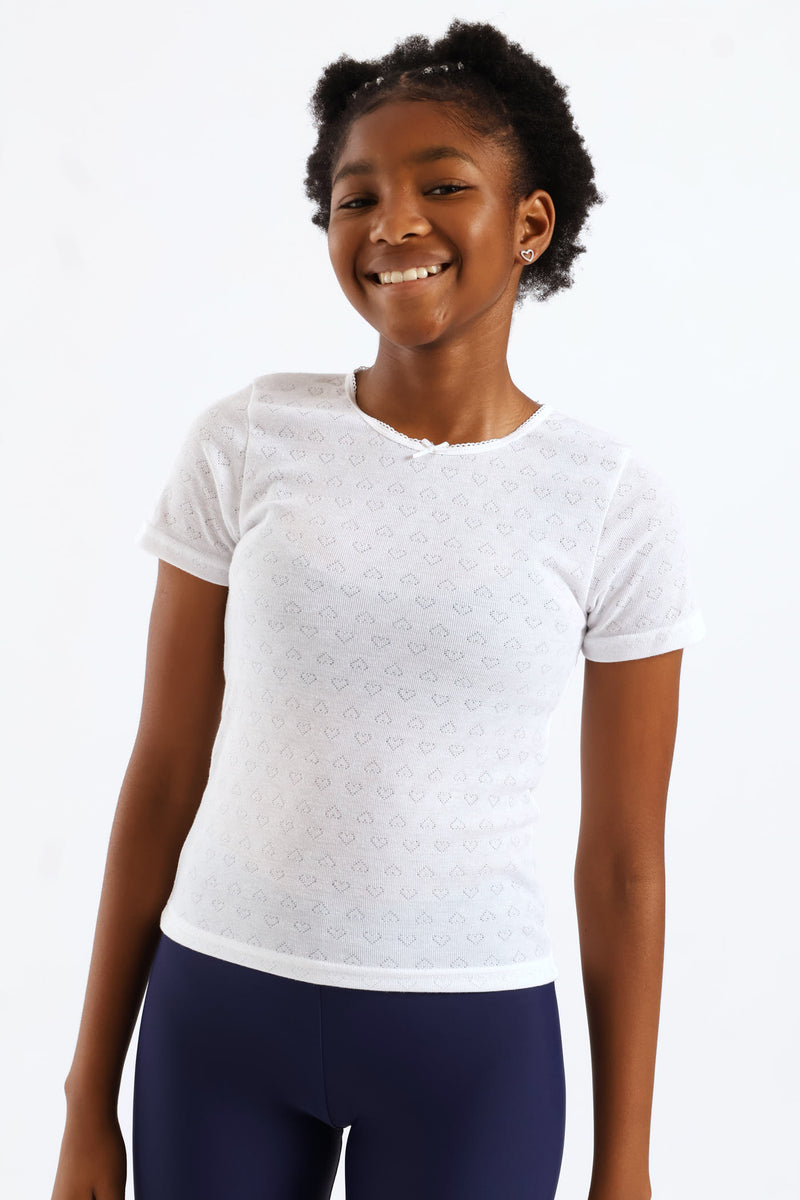 Girls 2 Pack Short Sleeve Vest - White