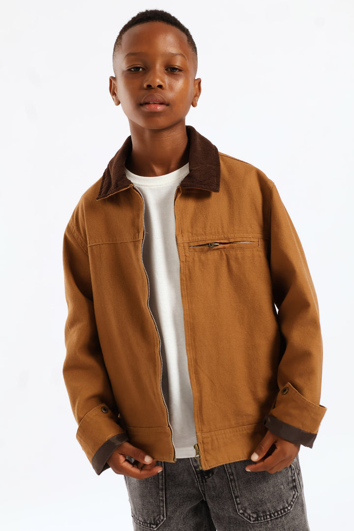 Boys Twill Barn Jacket - Tan