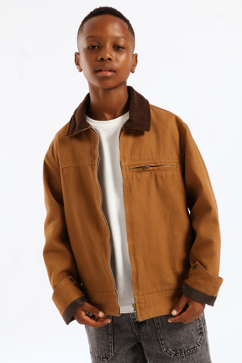 Boys Twill Barn Jacket - Tan