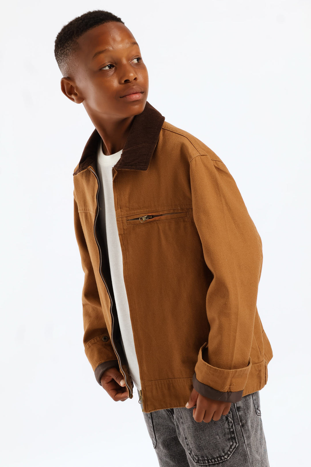 Boys Twill Barn Jacket - Tan