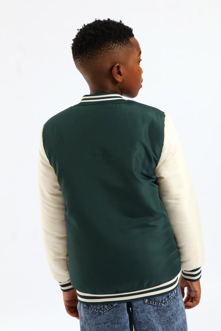 Boys Baseball Bomber Jacket - Dark Green