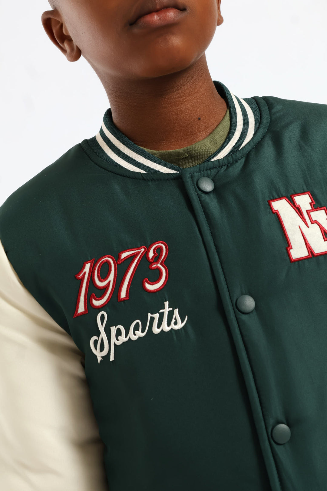 Boys Baseball Bomber Jacket - Dark Green