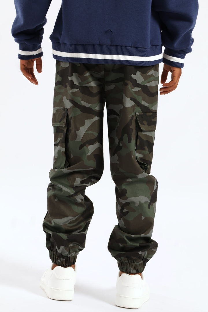 Boys Camo Cargo Jogger - Green