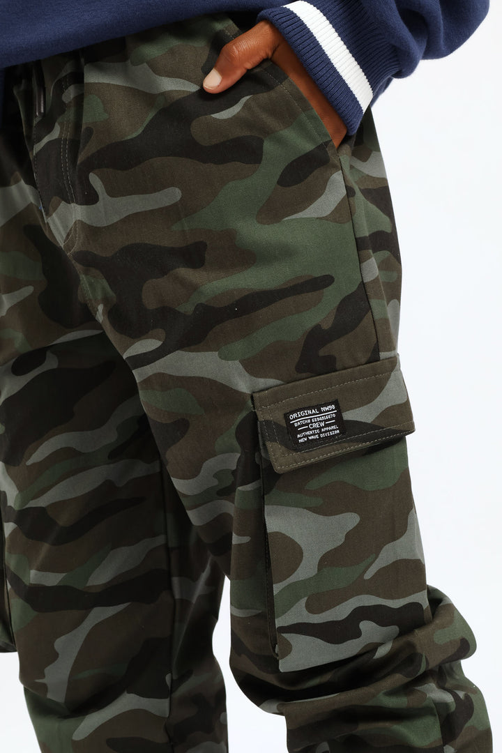 Boys Camo Cargo Jogger - Green