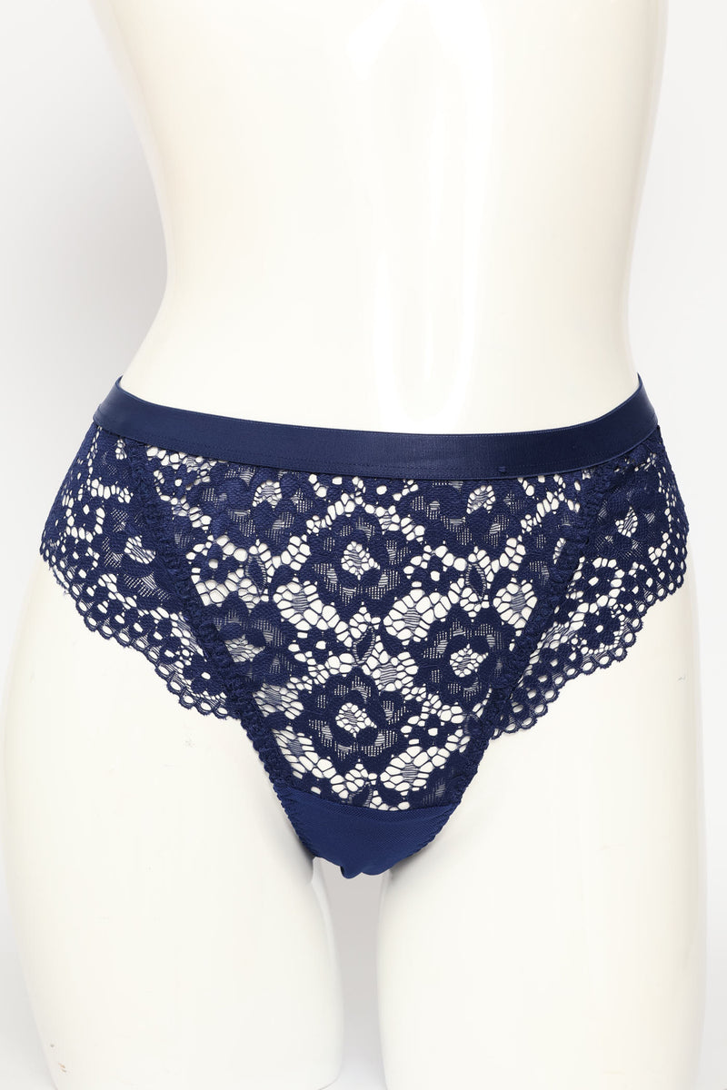 Lace Thong - Navy