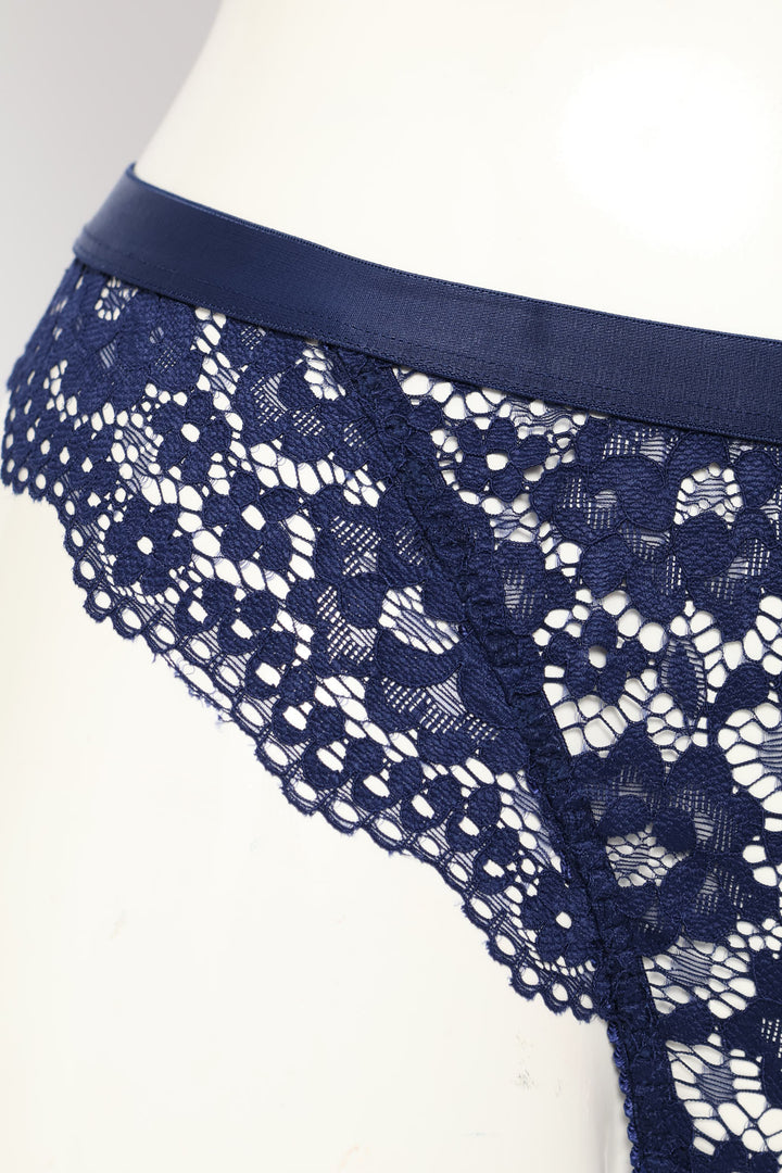 Lace Thong - Navy