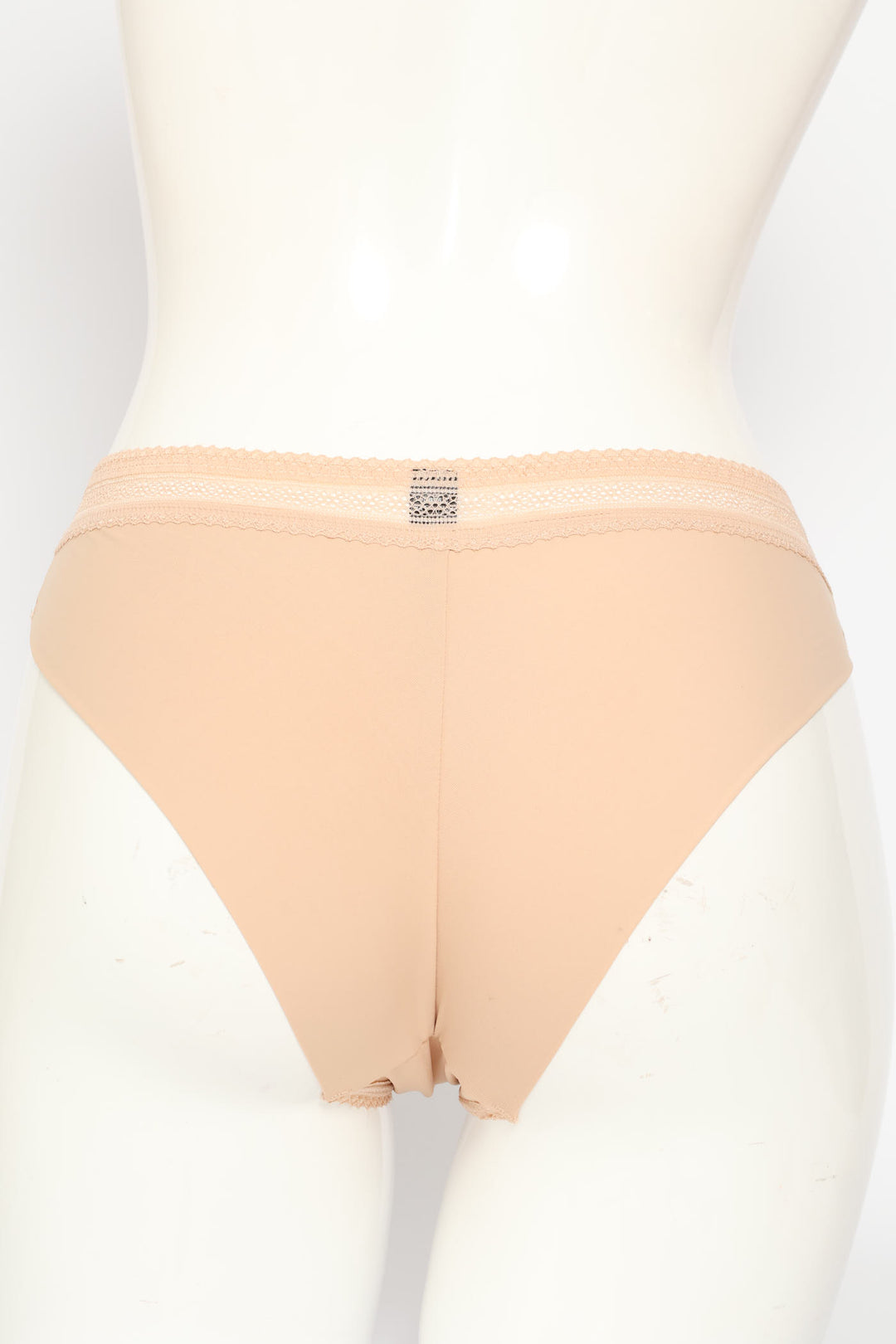 Microfibre & Lace Brazilian Panty - Beige