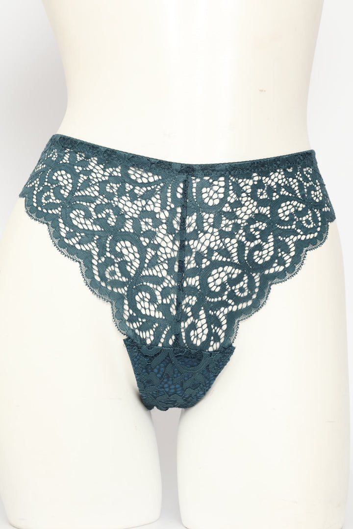 3 Pack Lace Thong Panties - Teal/Stone/Seafoam