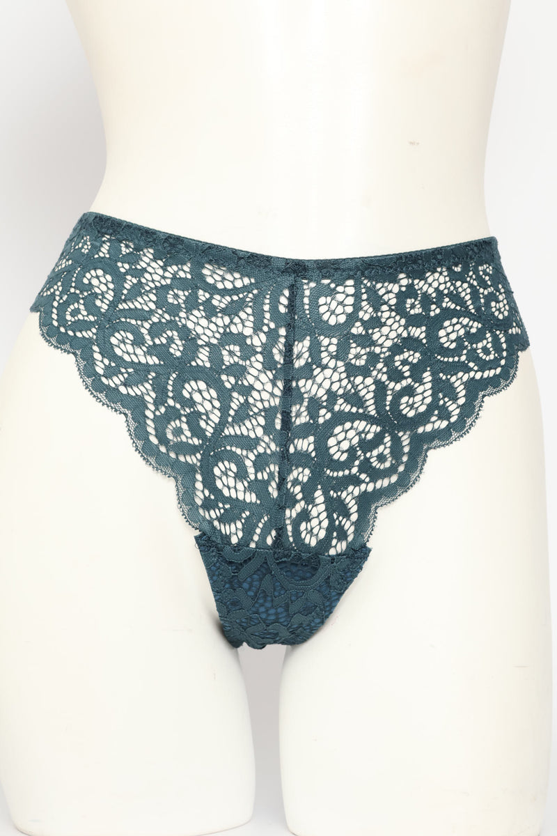 3 Pack Lace Thong Panties - Teal/Stone/Seafoam