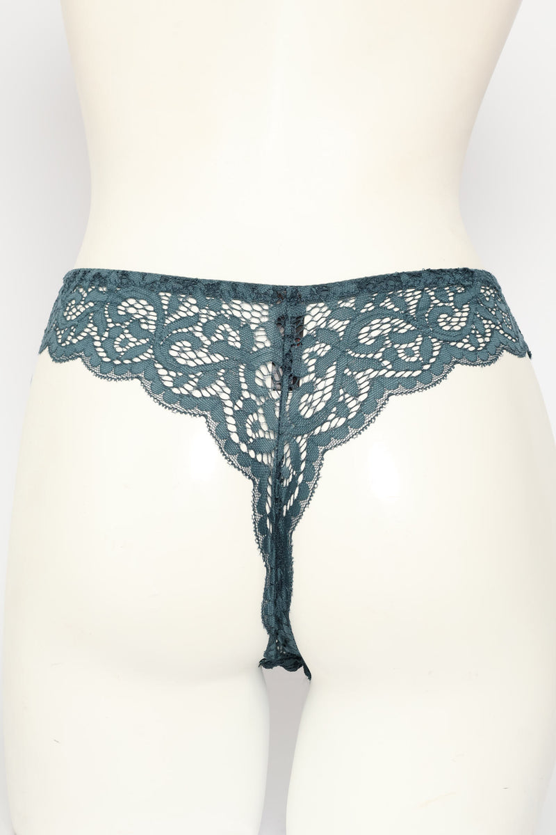3 Pack Lace Thong Panties - Teal/Stone/Seafoam