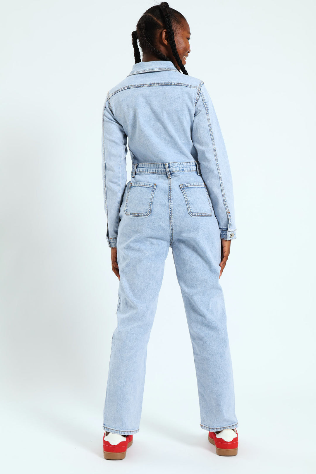 Girls Denim Boiler Suit - Acid Wash
