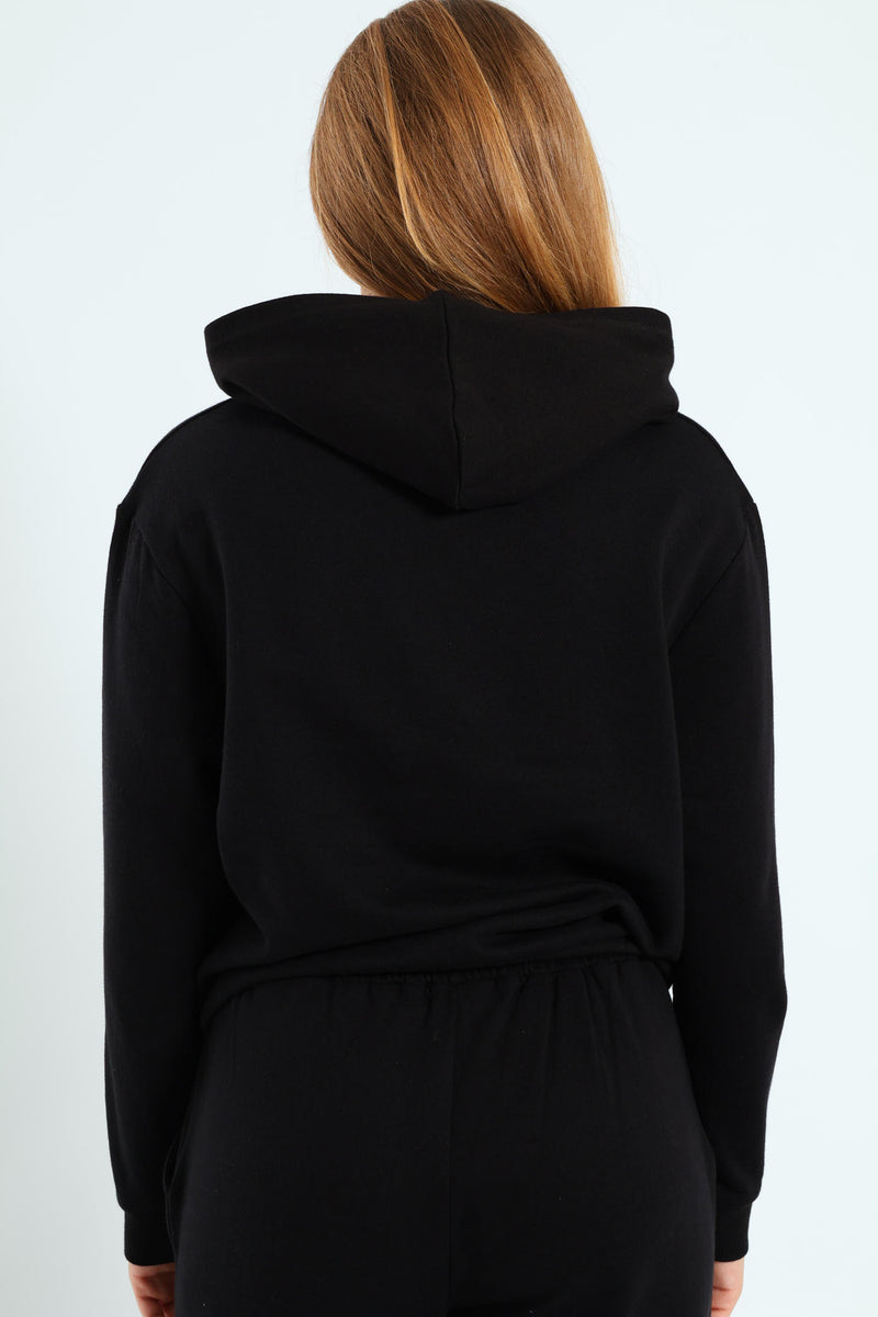 Girls Bow Iconic Fleece Top - Black