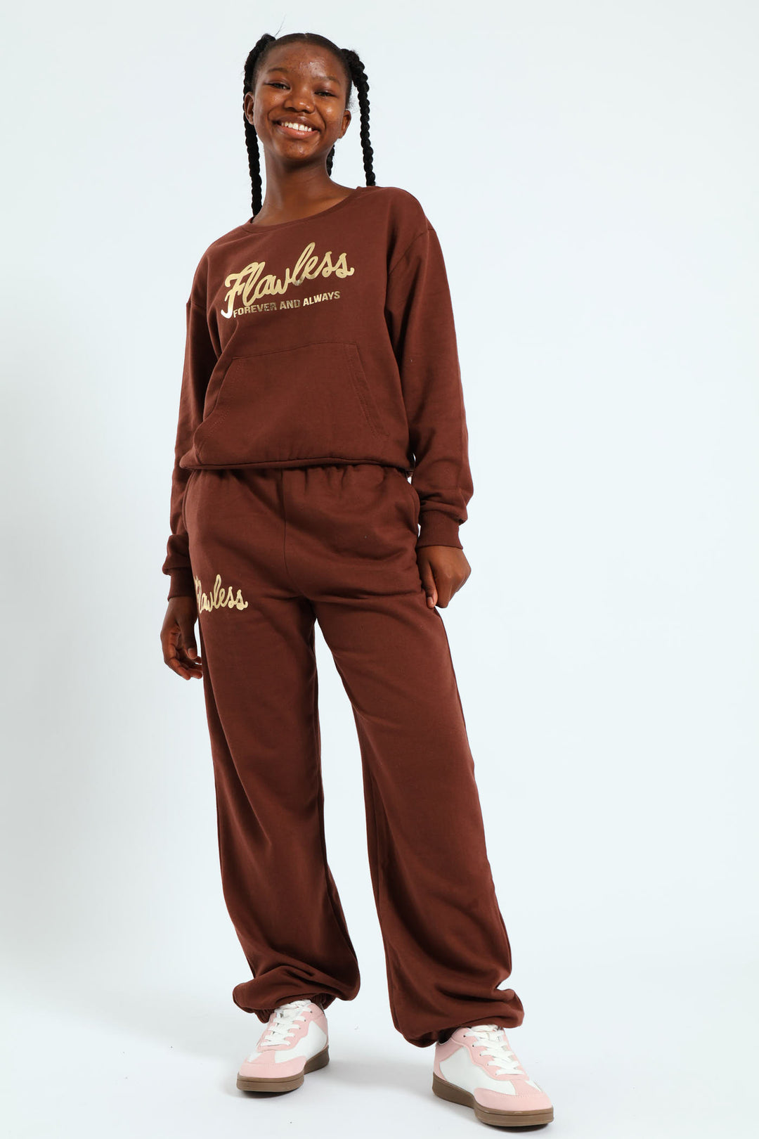 Girls Flawless Fleece Top - Brown