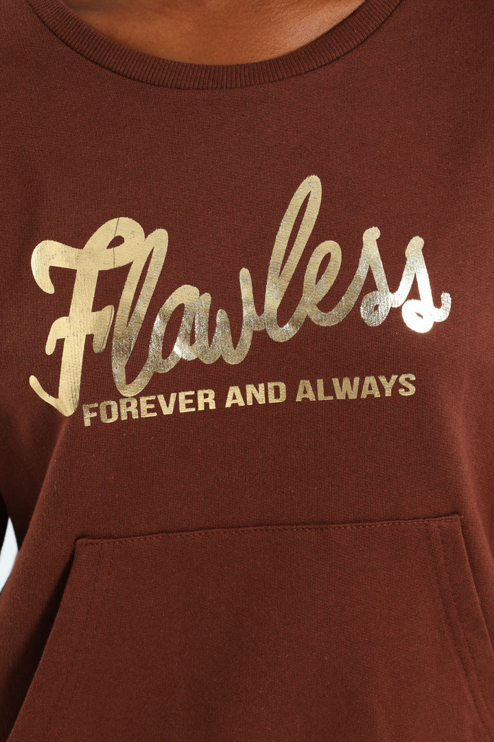 Girls Flawless Fleece Top - Brown