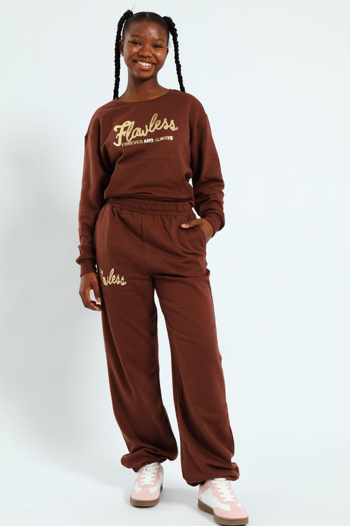 Girls Flawless Fleece Jogger - Brown
