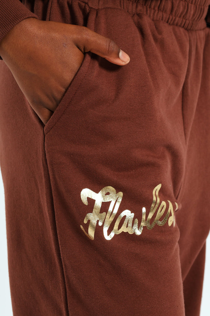 Girls Flawless Fleece Jogger - Brown
