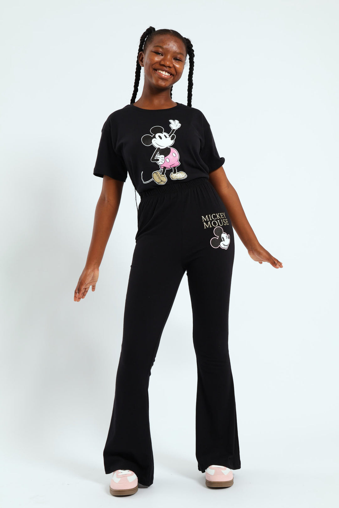 Girls Mickey Wide Leg Pant - Black
