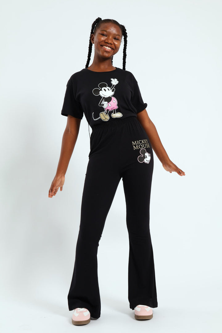 Girls Mickey Wide Leg Pant - Black