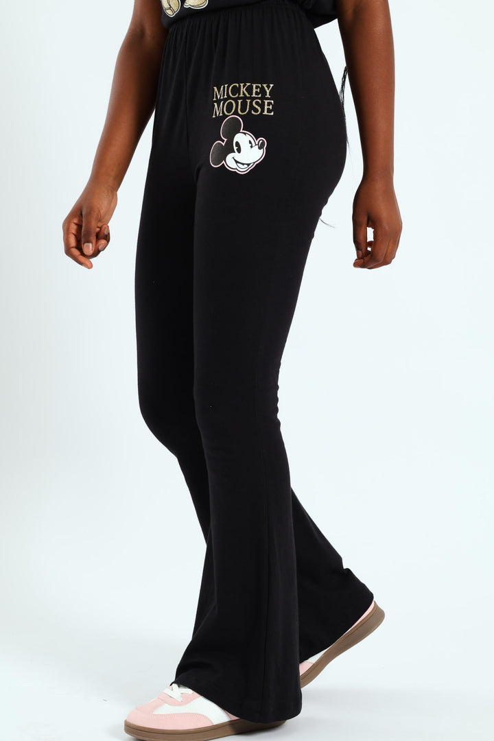 Girls Mickey Wide Leg Pant - Black