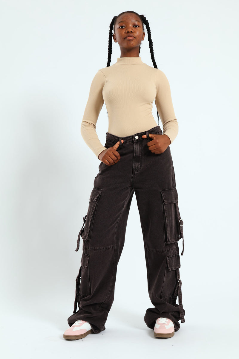 Girls Seamless Long Sleeve Bodysuit - Stone