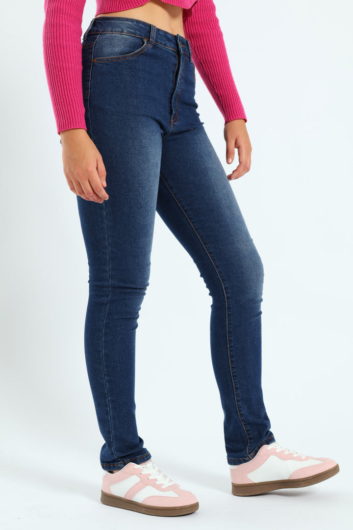 Girls High Rise Skinny Denim - Blue