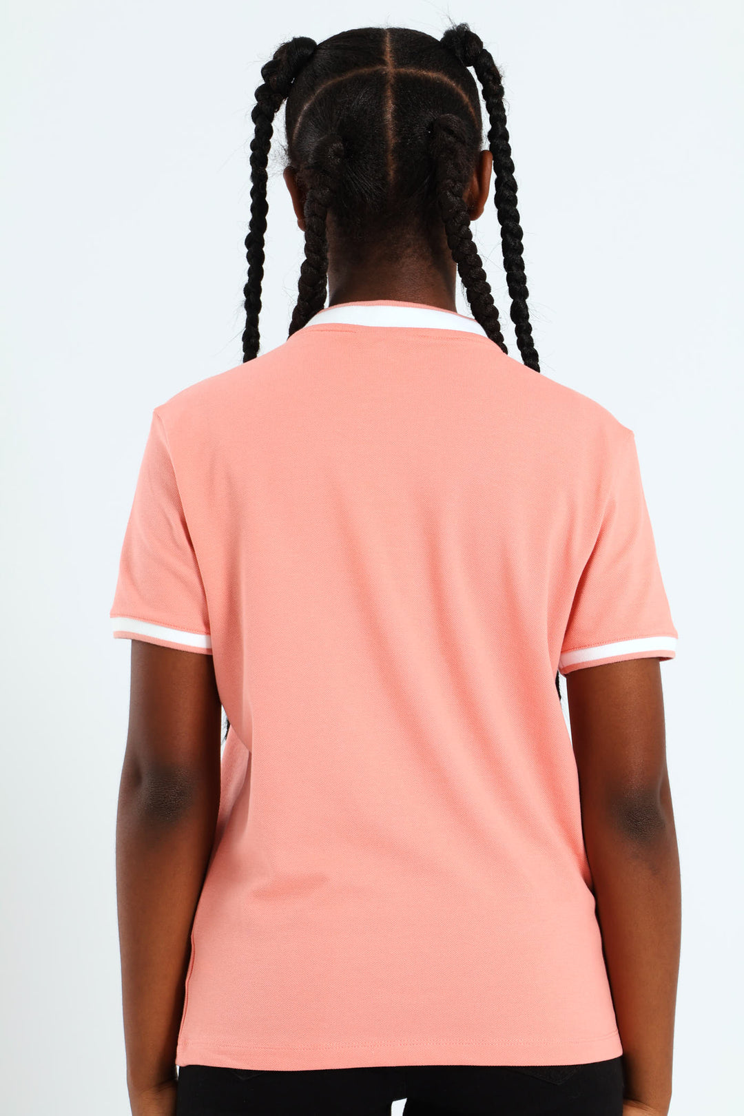 Girls Hailey Short Sleeve Zip Golfer - Peach