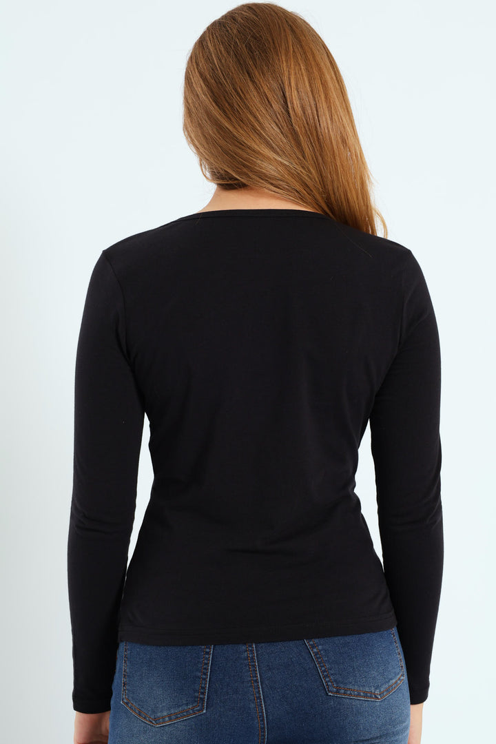 Girls Long Sleeve Regular Tee - Black