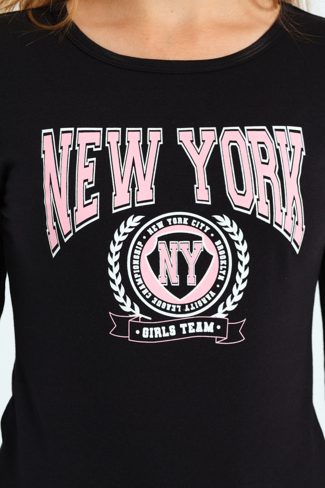 Girls Long Sleeve Regular Tee - Black