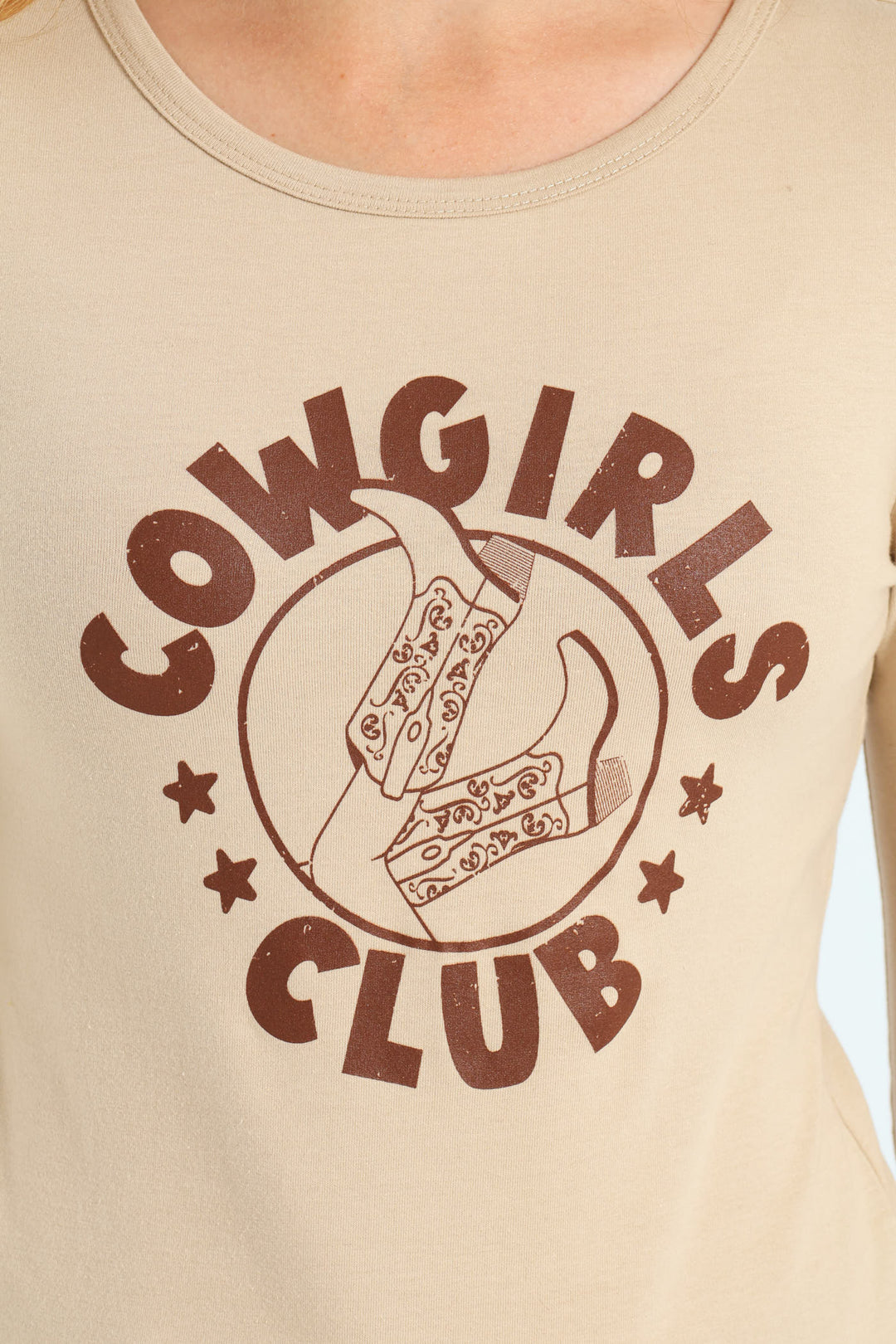 Girls Long Sleeve Regular Fit Tee - Stone